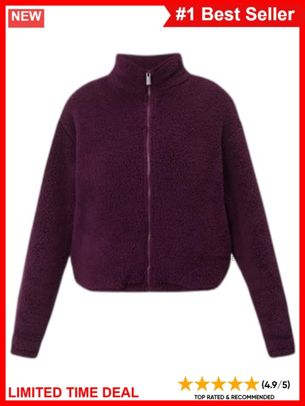 Sweaty Betty Canyon Sherpa Fleece Zip Up Sweatshirt Relaxed Fit